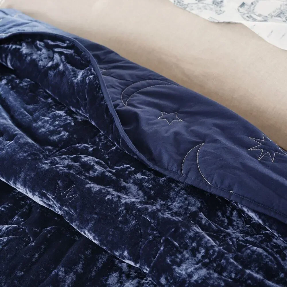 Pottery Barn Harry Potter Magical Velvet Quilt Blue Celestial Full Queen NEW